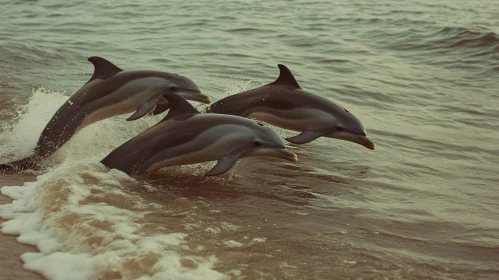 Dolphins Leaping Out of Water