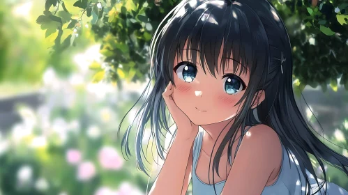 Anime Girl in Serene Outdoor Setting