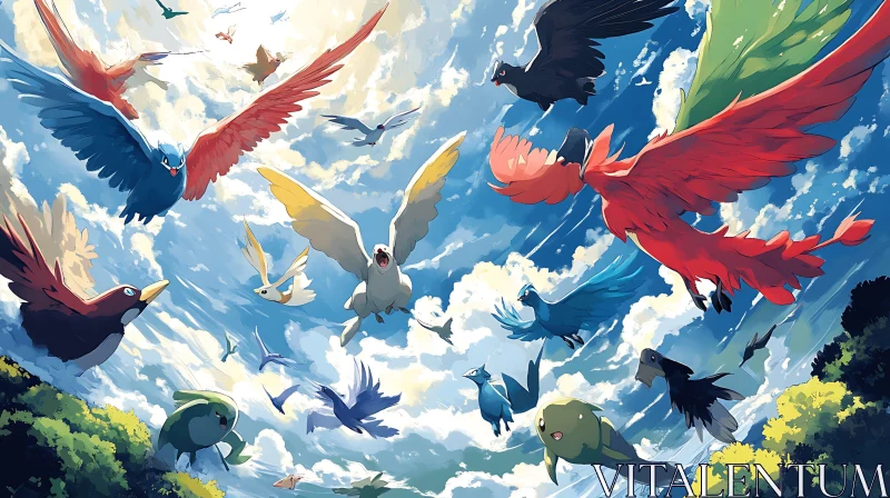 AI ART Birds Flying in the Sky