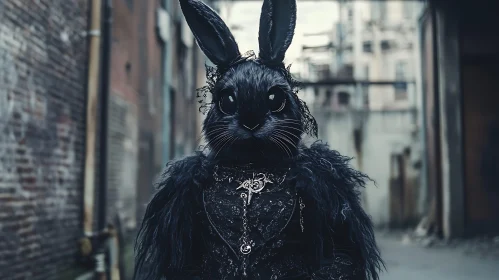 Dark Rabbit Character in Urban Setting