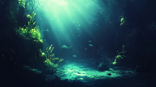 Oceanic Depths: Sunbeams and Sea Life