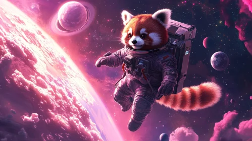 Whimsical Space Journey of a Red Panda