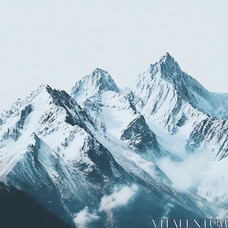 White Mountain Peaks in Winter Season AI Image