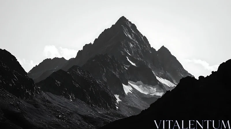 AI ART Striking Mountain Peaks in Black and White