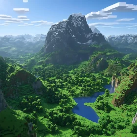 Minecraft Inspired Mountainous Landscape