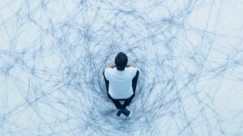 Person in Web of Lines: Mental Health Art