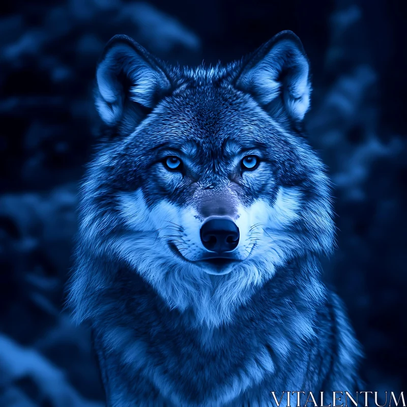 AI ART Monochromatic Wolf Gaze - Artistic Animal Image