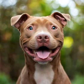 Joyful Canine Close-Up Amidst Greenery