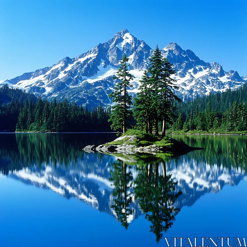 AI ART Lake and Mountain Reflection