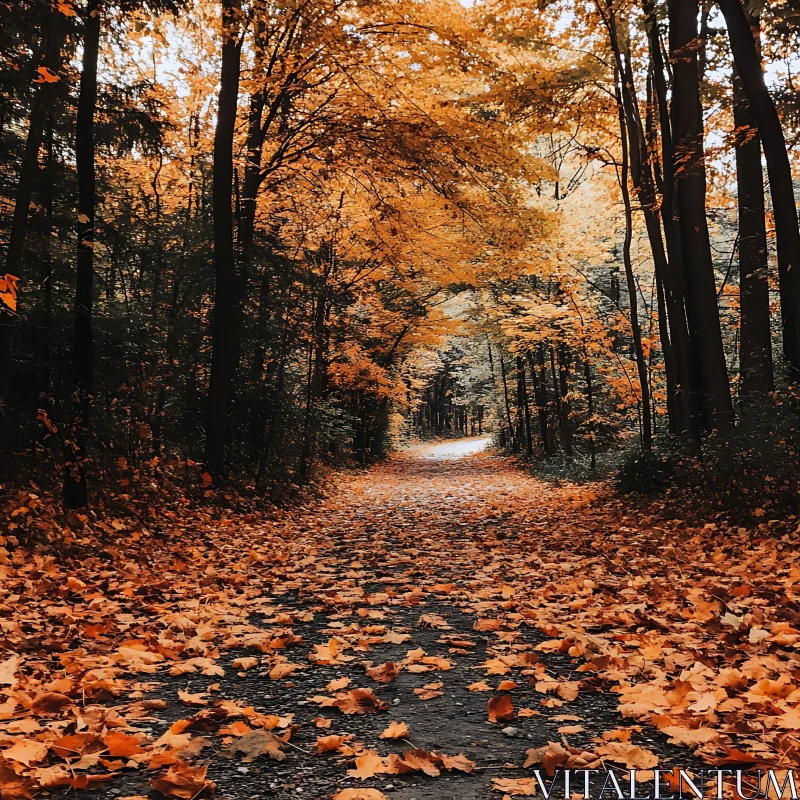 Peaceful Autumn Forest Path AI Image