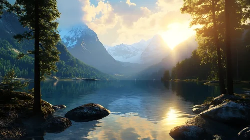 Lake and Mountain Landscape