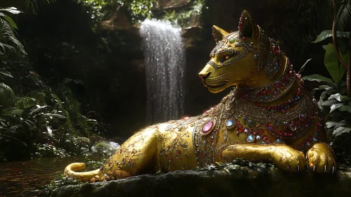 Lion Statue with Jewels