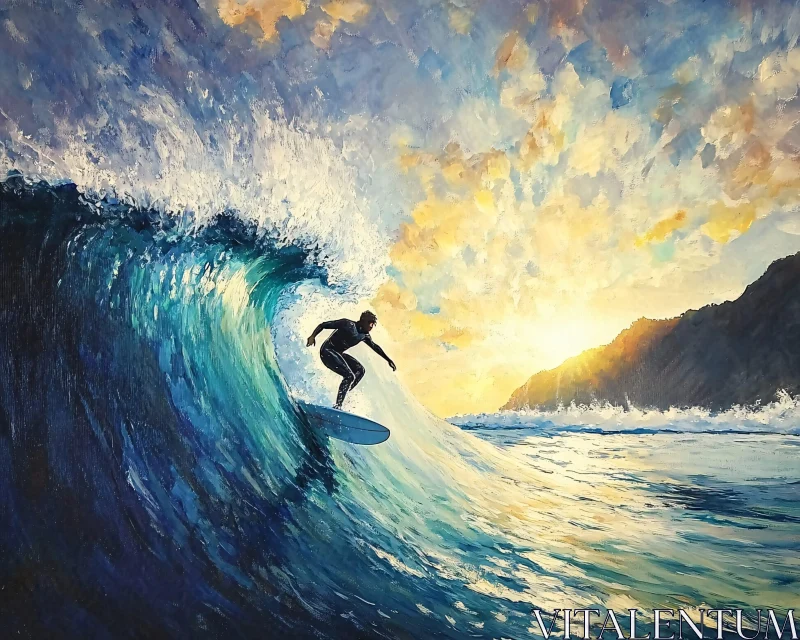 AI ART Sunset Surfing Adventure