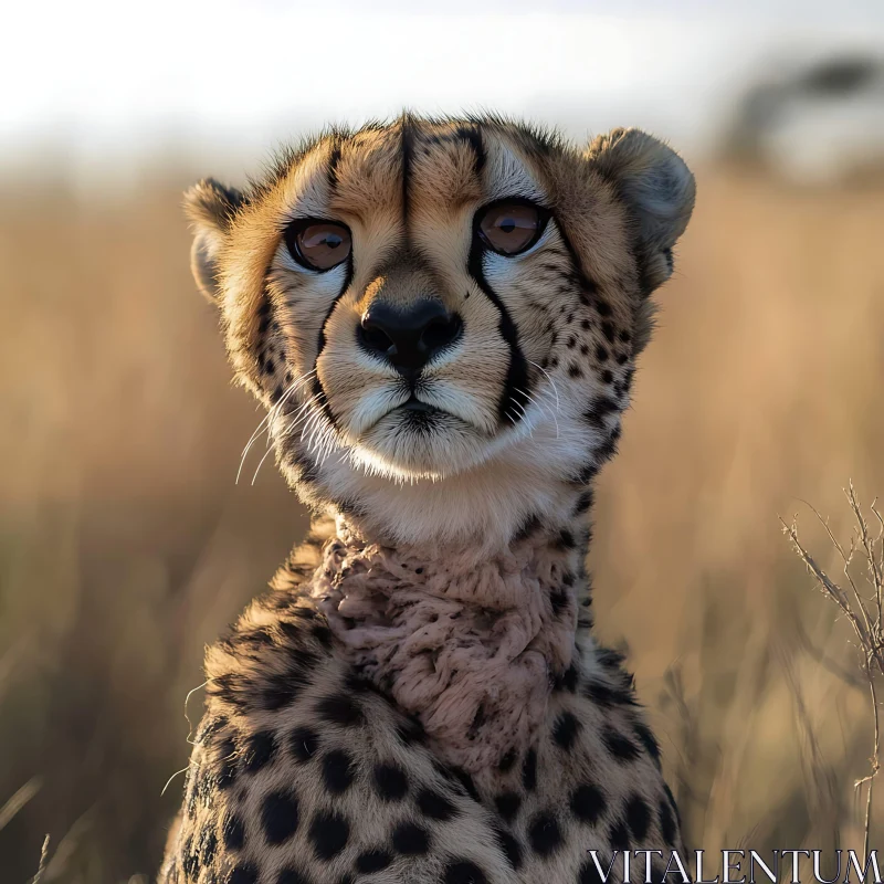 Serene Cheetah Face Close-Up AI Image