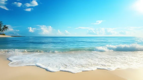 Seascape with Waves and Blue Sky