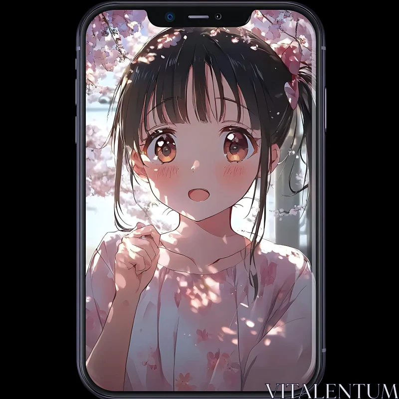 Anime Girl in Spring Blossom AI Image