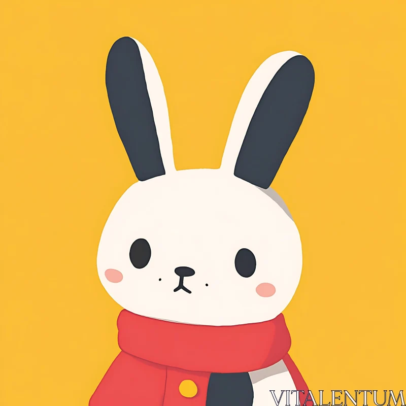 AI ART Charming Bunny Portrait on Yellow Background