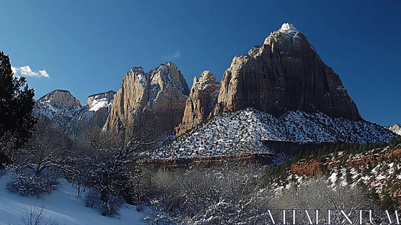 Winter Mountain Landscape with Snow AI Image