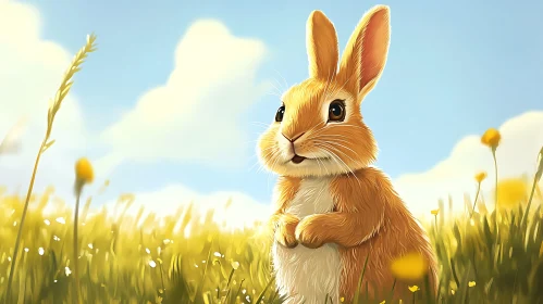 Rabbit in a Sunny Field