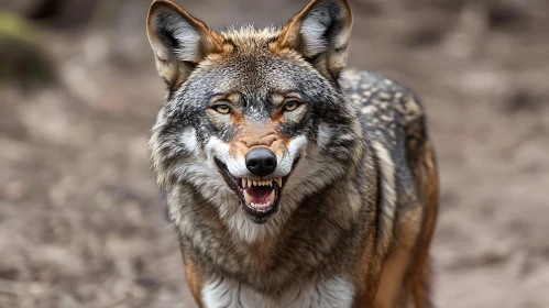 Close-Up of a Threatening Wolf