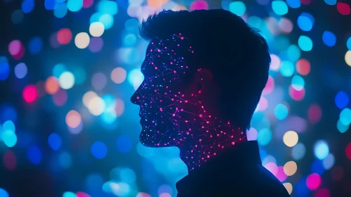 Abstract Human Silhouette with Neon Accents
