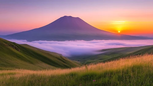 Picturesque Mountain Landscape at Sunset