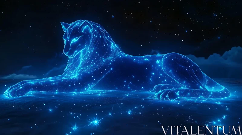 AI ART Glowing Lion Constellation Art