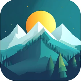 Stylized Mountain Landscape at Night