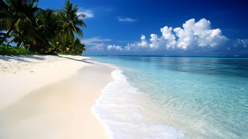 Paradise Beach with Azure Water and Palms