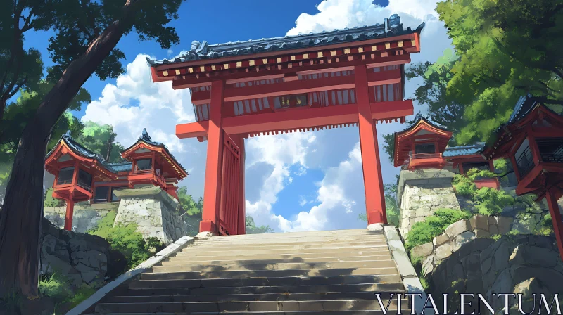 Serene Japanese Temple Gate AI Image