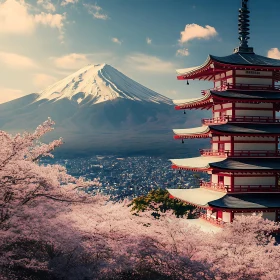 Japanese Scenery with Mount Fuji