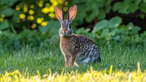 Hare Portrait in Green Field