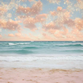 Calm Ocean Scene with Pastel Sky