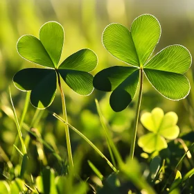 Sunlit Clovers: A Verdant Meadow Scene