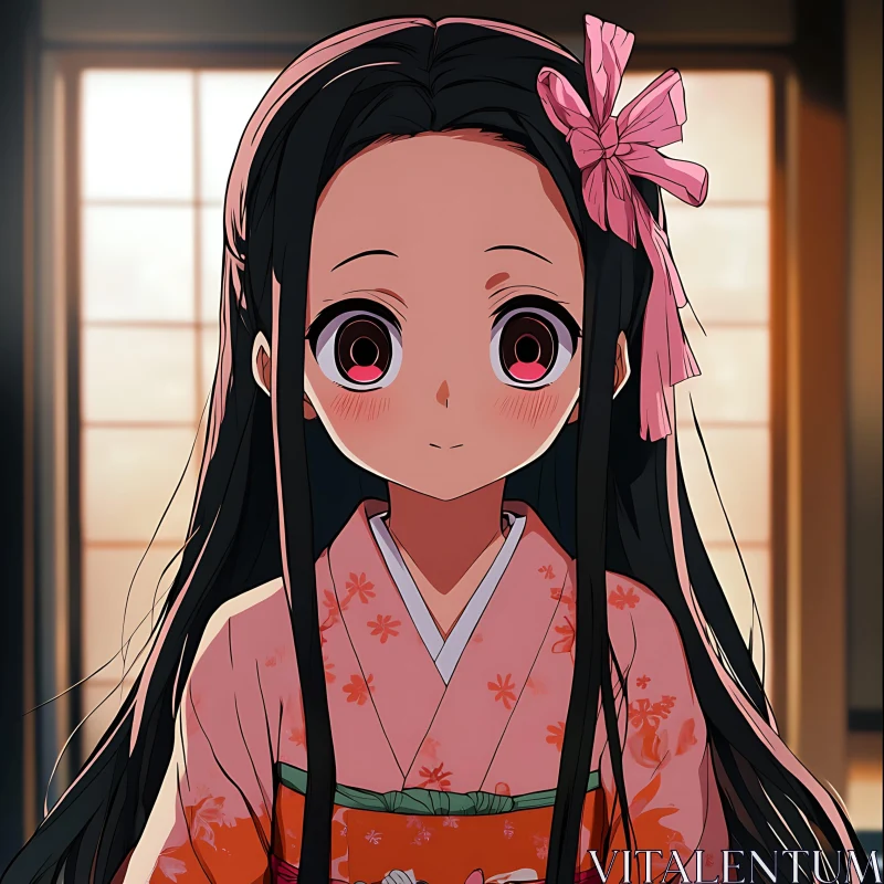 AI ART Anime Girl in Traditional Japanese Attire