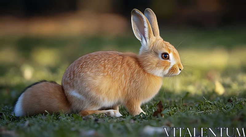 Rabbit Portrait on Grass AI Image