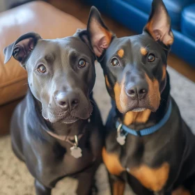 Two Attentive Dogs Indoors