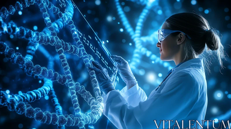 Genetic Research: Scientist Examining DNA AI Image