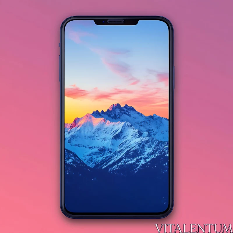 Snowy Peaks at Dawn on Mobile AI Image