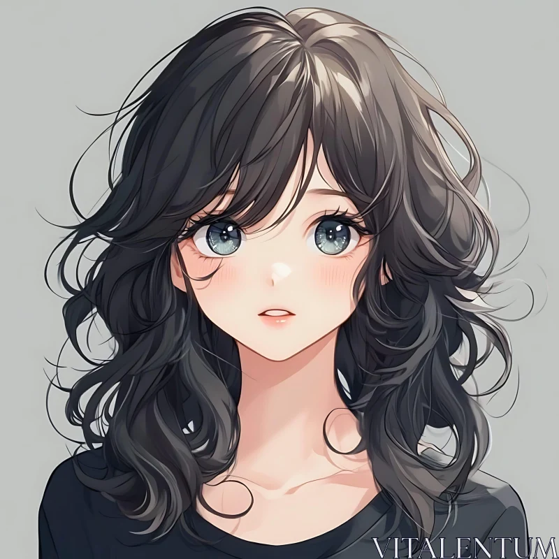 Artistic Anime Portrait of a Young Woman AI Image