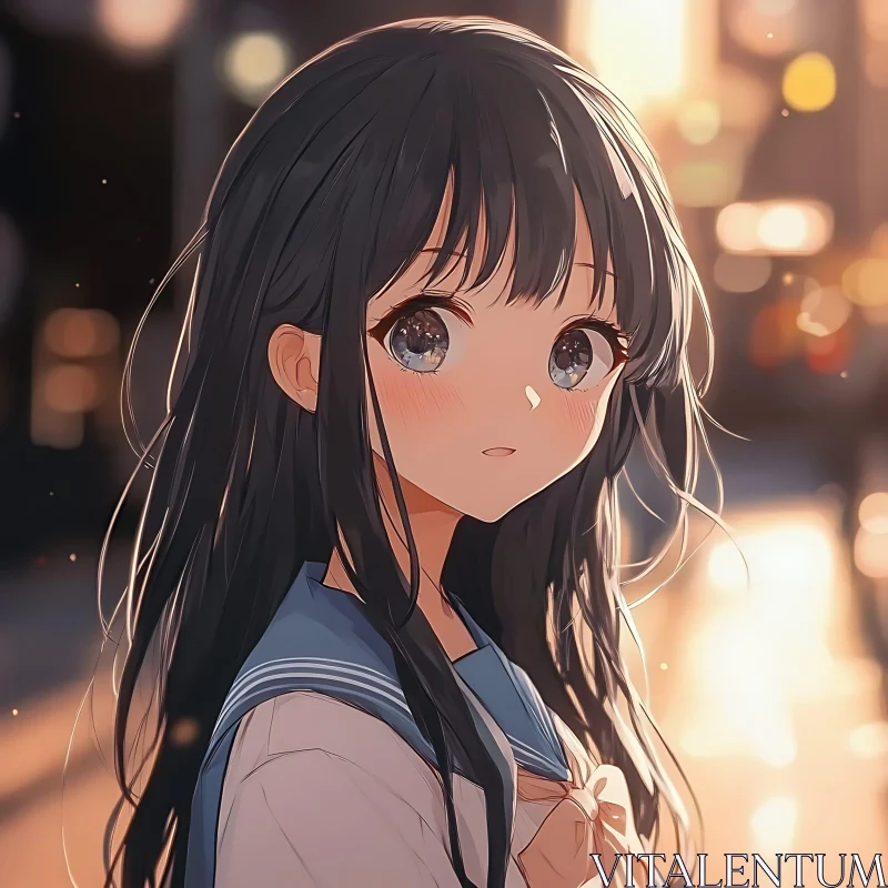 AI ART Emotional Anime Portrait of a Young Girl