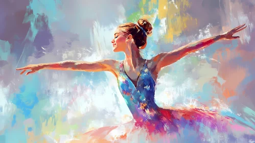 Graceful Ballerina in a Colorful Abstract Painting AI Generated Picture