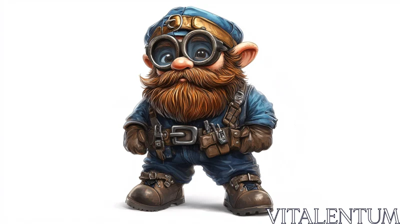 Gnome with Goggles Illustration AI Image