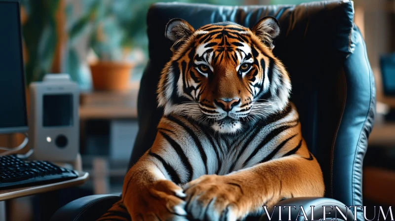 Office Tiger Portrait AI Image