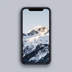 Snowy Mountain Scene on Mobile Screen