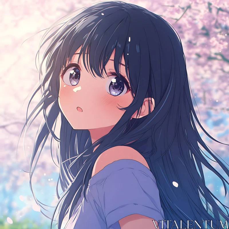 Springtime Anime Girl AI Image