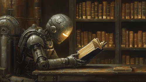 Steampunk Robot and Ancient Books
