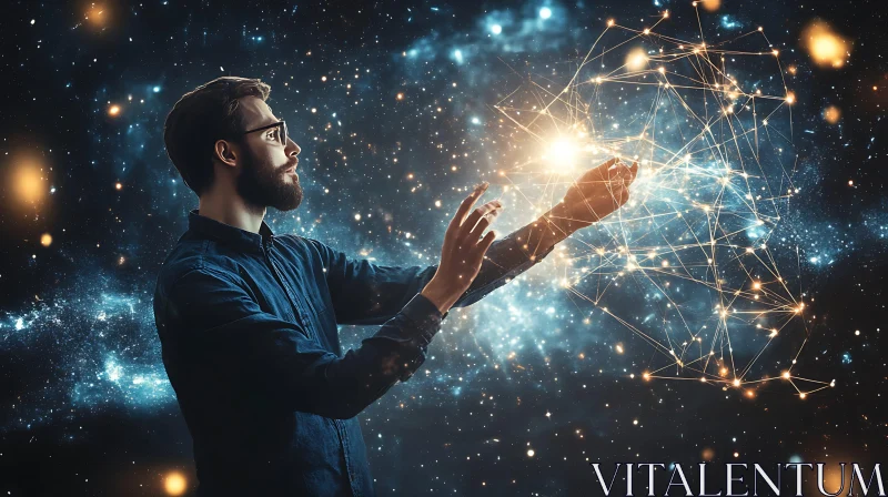 Bearded Man and Glowing Star Network AI Image