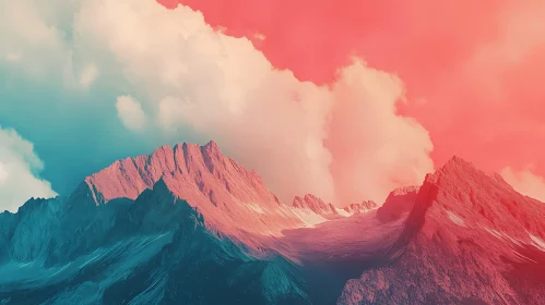 Mountain Range Under Pastel Skies