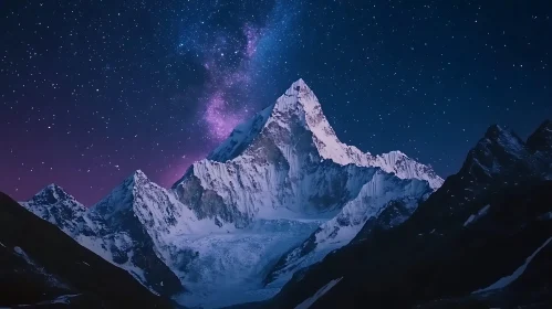 Majestic Mountain Peak at Night